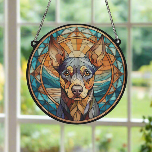 Miniature Pinscher Stained Glass Effect Suncatcher